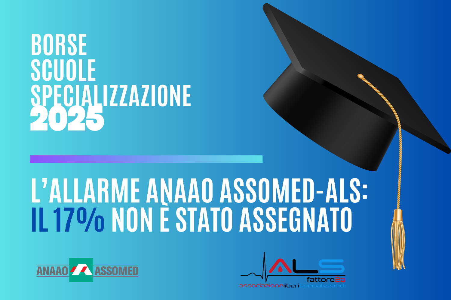 La card di ANAAO ASSOMED mette in risalto che il 17 per cento dei posti in specialità non è riempito